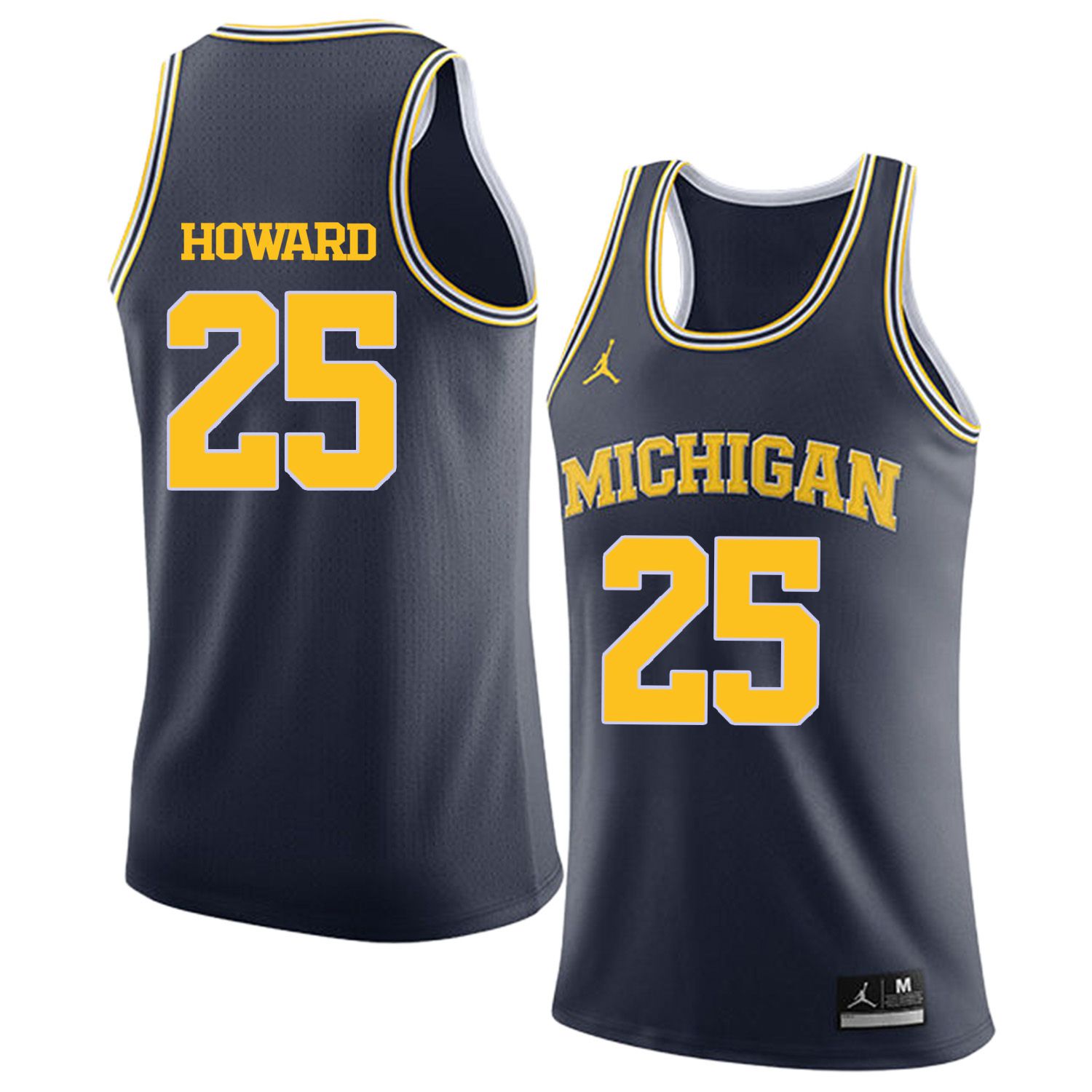 Men Jordan University of Michigan Basketball Navy #25 Howard Customized NCAA Jerseys->customized ncaa jersey->Custom Jersey